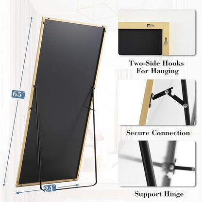 DUMOS Full Length Mirror with Stand 24"x65" Floor Standing Aluminum Frame - Image 6
