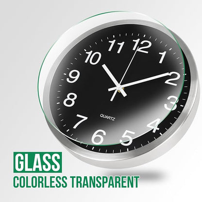 Wall Clock 12 Inch Metal Finish Silent Non Ticking Indoor Clock Round Battery - Image 5