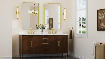Keonjinn Gold Bathroom Mirrors for Over Sink, 40” x 24” Rounded Rectangle - Image 2