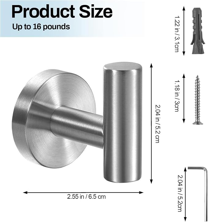 Kruodop Towel Hooks for Bathroom, 2 Packs Wall Mount Towel Holder, Matte Wall - Image 2