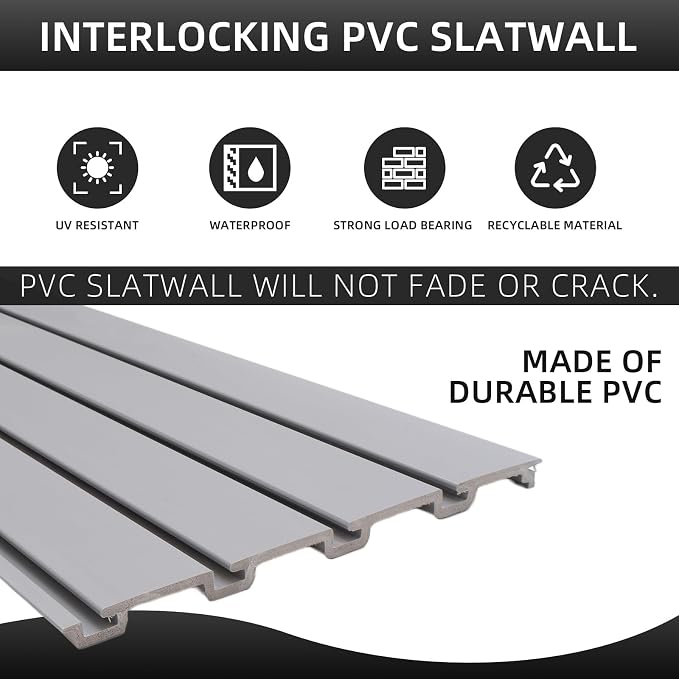 Slatwall Panel Garage Organizer Heavy Duty Wall Mounted, PVC Slat Panels Home - Image 4