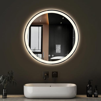 NEWBULIG 24 Inch Round LED Bathroom Wall Mirror - Image 2