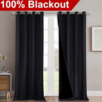 NICETOWN Cold Blocking 100% Blackout Curtains, Durable Black Lined Blackout - Image 2