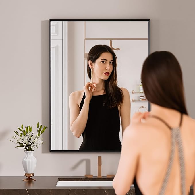 LOAAO Black Bathroom Mirror 16"X24" - Image 2