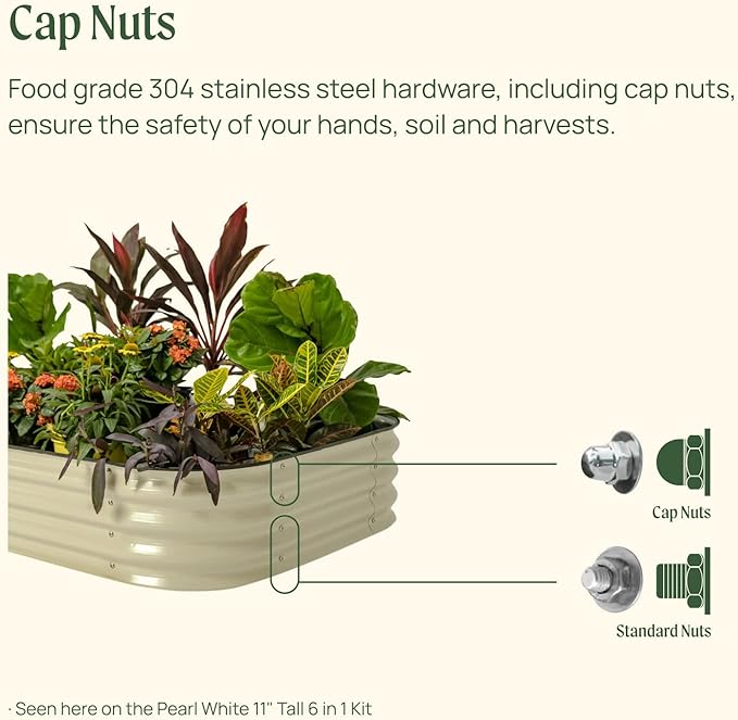 Vego garden Raised Garden Bed Kit, 11" Tall 10 in 1 Modular Raised Garden Beds Kit, Metal Planter Box for Vegetables, Flowers, Herbs, Pearl White