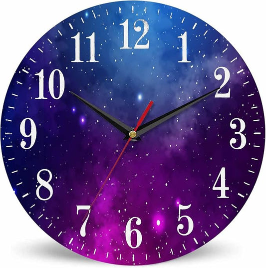 Mxocom Colourfull Sky Wall Clock Blue Purple Nebula White Colour Star 10 Inch by Mxocom
