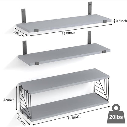 Fixwal 3+1 Tier Bathroom Floating Shelves Over Toilet, 15.8in Farmhouse Rustic - Image 3