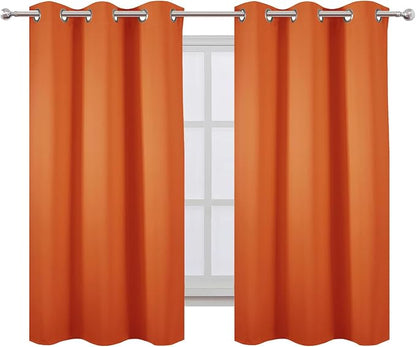 LEMOMO Orange Blackout Curtains/38 x 54 Inch/Set of Two Panels Grommet Living - Image 2