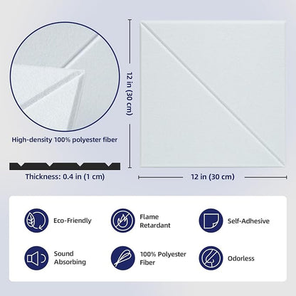 Vieshful 20 Pack Acoustic Panels, Peel & Stick Sound Absorbing Wall Panels - Image 4