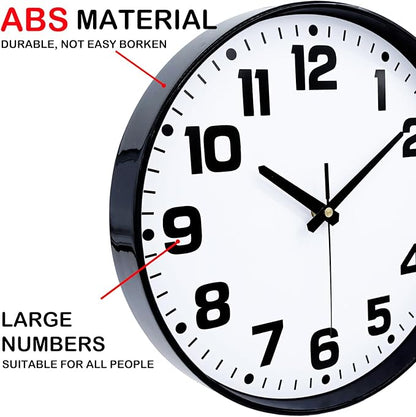 Modern Silent Wall Clock, 12 Inch Non-Ticking Battery Operated Clock, Round - Image 7