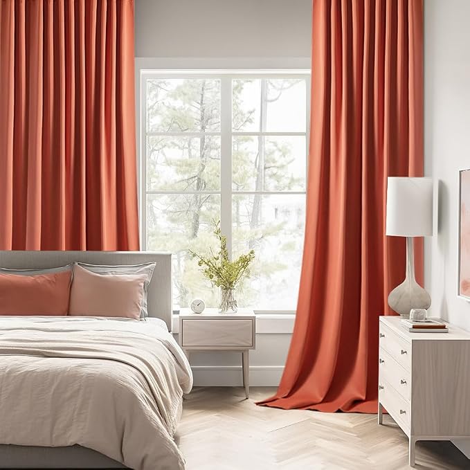 MIULEE Back Tab Burnt Orange Blackout Curtains 84 Inch Length 2 Panels Set - Image 2