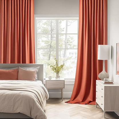 MIULEE Back Tab Burnt Orange Blackout Curtains 120 Inch Long 2 Panels Set - Image 2
