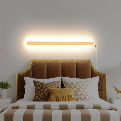 KELUOLY Modern Plug in Wall Lights, 31.4 inch Frosted Gold LED Long Wall Sconce by KELUOLY