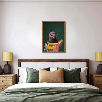 Framed Funny Pigeon Wall Art, Humorous Bird Reading Wall Decor Paintings - Image 7