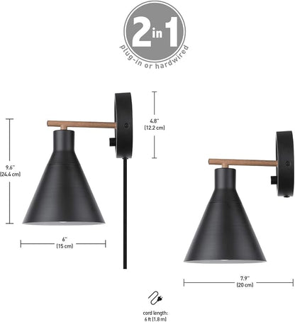 Globe Electric 51725 1-Light Dimmable Plug-in or Hardwire Wall Sconce, Matte - Image 8