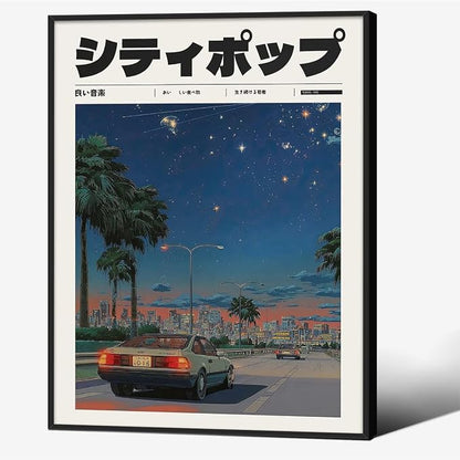 Vintage Japanese Black Framed Wall Art 90s Vaporwave Aesthetic Print Asian by Heltrappe