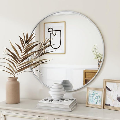 BEAUTYPEAK 24 Inch Round Mirror, Metal Frame Circle Mirror, Wall Mounted - Image 6