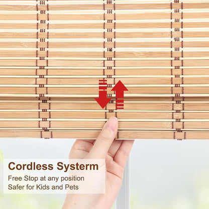 LUCKUP Cordless Roman Shades, Roll Up Bamboo Blinds - Image 3