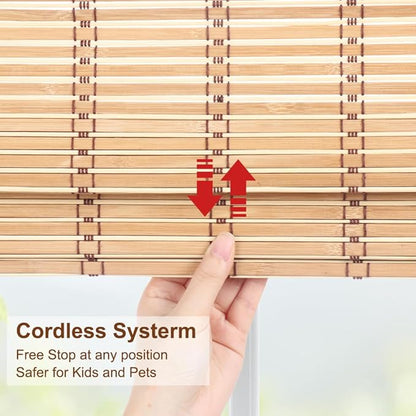 LUCKUP Cordless Roman Shades, Roll Up Bamboo Blinds - Image 3