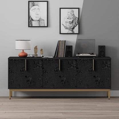 Erfoni Black Peel and Stick Wallpaper Black Floral Embossed Contact Paper - Image 8