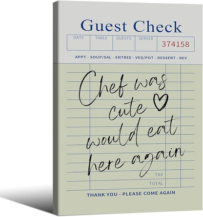 Framed Wall Art Posters Trendy Kitchen Guest Check Prints Chef Was Cute Would by PDFI