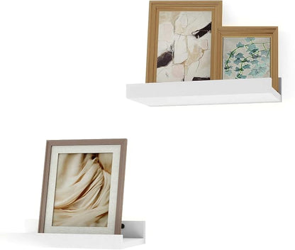 Small White Floating Shelves for Wall Decor, Wall Mounted Wood Shelf for Bedroom by Unknown