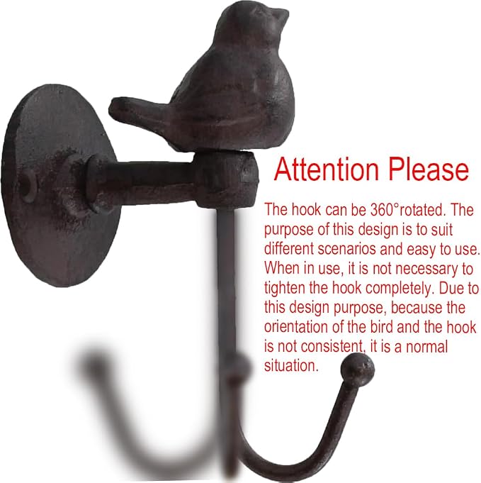 1PC Cast Iron Hooks 520013 Songbird Wall Hook - Image 3