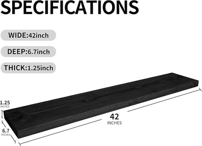 BGMG Wood Floating Shelves for Wall 42 inch Set of 2, Solid Wood Wall Mount - Image 3