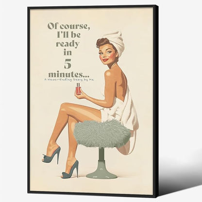 Boho Sage Green Bathroom Poster Vintage 70s Pin Up Girl Wall Art 24X36 inch by Unknown