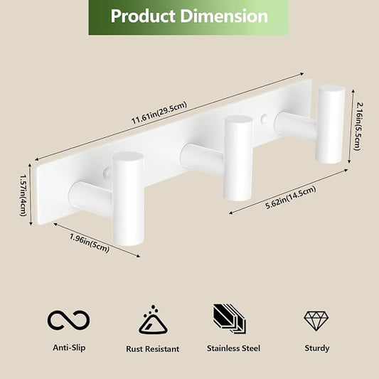 Wall Mounted Coat Rack-3 Hooks, Heavy Duty Stainless Steel Wall Hooks - Image 2