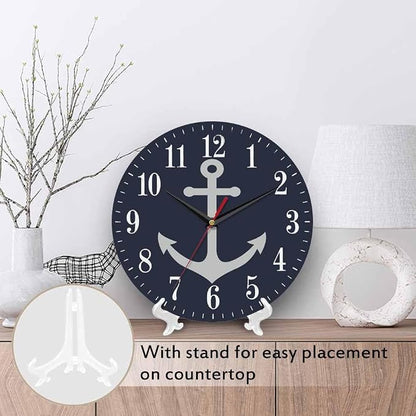 Mxocom Anchor Wall Clock Boat Anchor Marine Navigation Blue 10 Inch Silent Non - Image 3