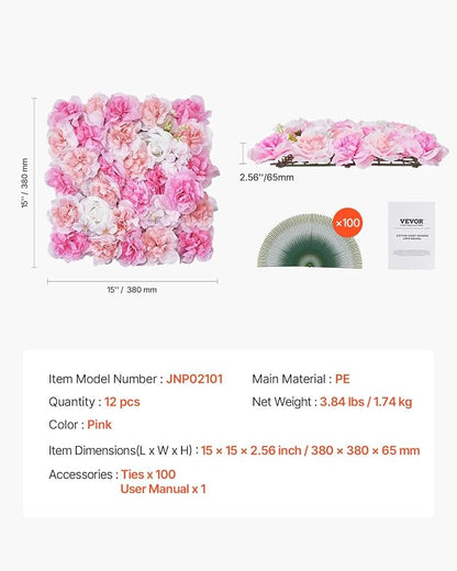 VEVOR 3D Flower Wall Panel, Artificial Floral Wall Background Mesh Backing Mat - Image 7