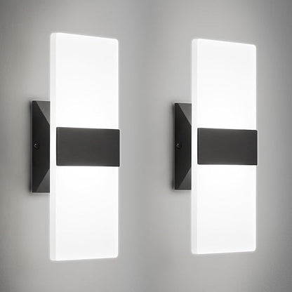 Modern LED Wall Sconces Set of Two, 12 Inch Indoor Dimmable Black Wall Lights by BrillianceMeetsDurability