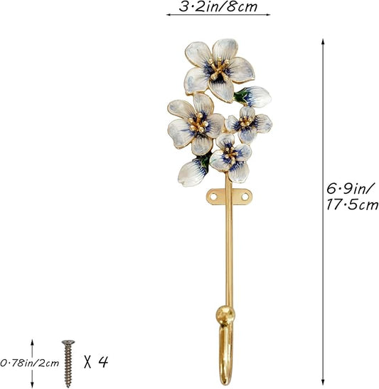 2 Pack Decorative Wall Hooks, Vintage Flower Shaped Metal Wall Hook - Image 2