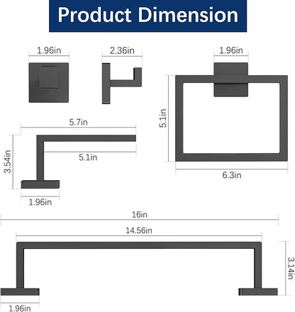 Gypie 5-Piece Bathroom Hardware Accessories Set, Towel Racks - Image 4