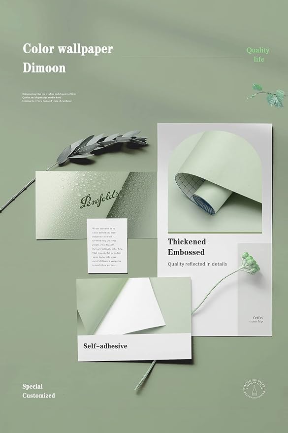 Dimoon 118''x23.6'' Green Peel and Stick Wallpaper Contact Paper Modern Self - Image 4