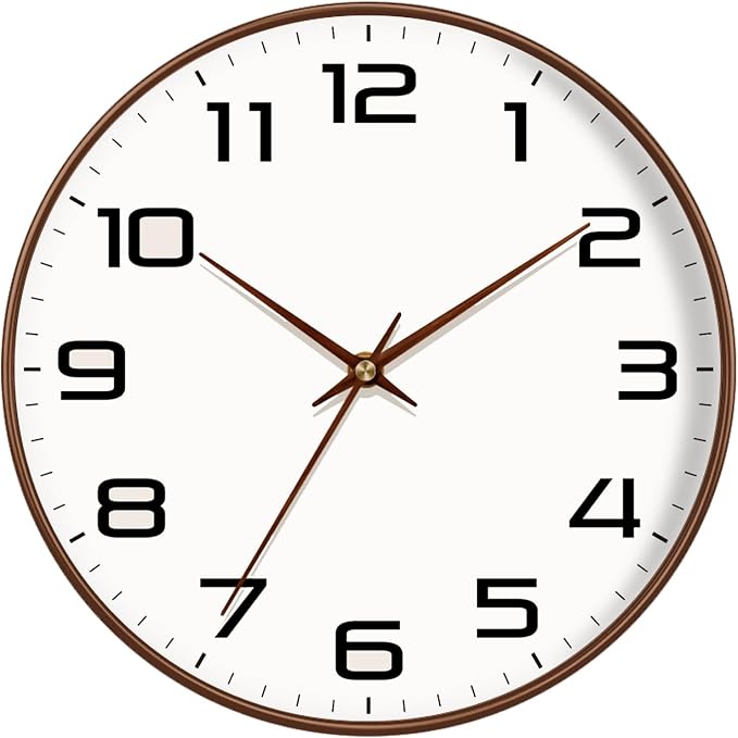 Woodgrain Wall Clock, Silent Non-Ticking Battery Operated Clock 10 Inch by MABPEDO