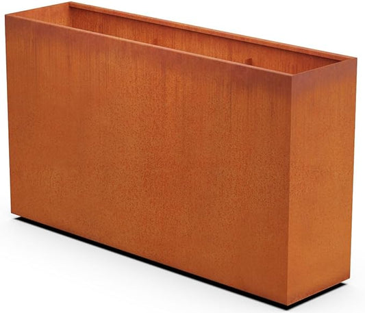 Corten Steel Planter Rectangle Outdoor Metal Garden Box Heavy Duty | Made in USA | Fully Assembled