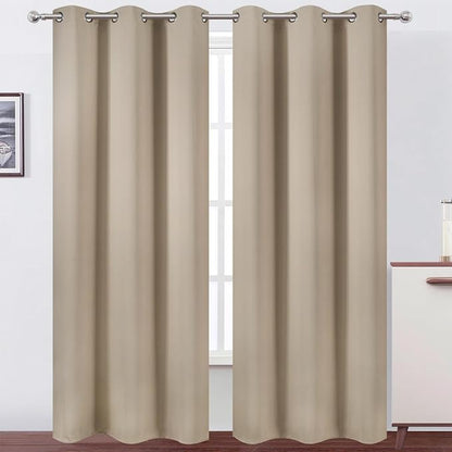 LEMOMO Khaki Thermal Blackout Curtains/38 x 84 Inch/Set of 2 Panels Room by Lemomo