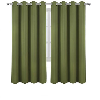 LEMOMO Blackout Curtains 66 x 72 Inch Long Olive Green Curtains Set of 2 Panels - Image 2