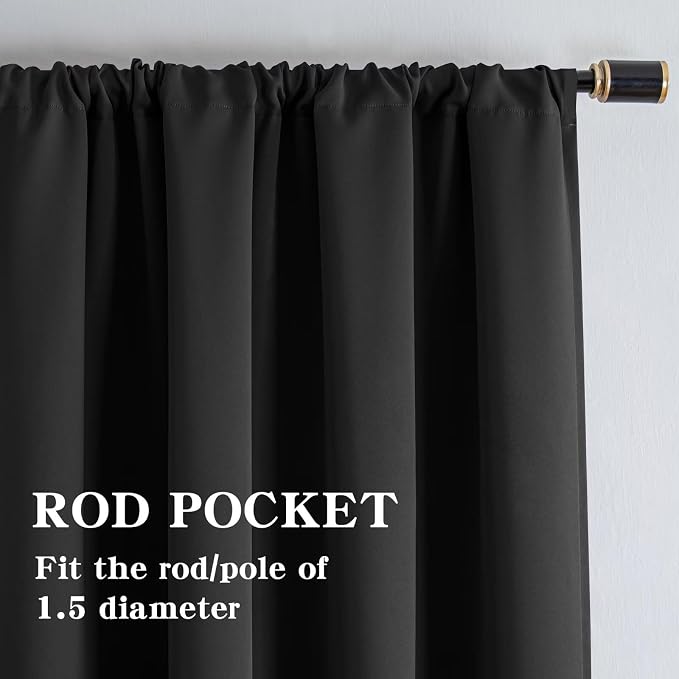 IGEMAEVE Blackout Curtains 96 Inch Length 2 Panels Set, Rod Pocket Energy - Image 2