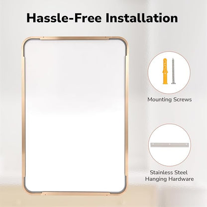 USHOWER Gold Bathroom Mirrors 24"x36" 2 Pack, Brushed Gold Rectangle Mirrors - Image 6