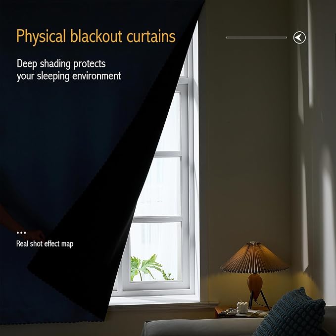AJAZZ 100% Blackout Stick Curtain Portable Blackout Curtains Adhesive Curtains - Image 4