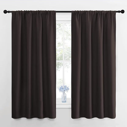 NICETOWN Window Curtains for Bedroom, Toffee Brown, 2 Panels, W42 x L48 -Inch by NICETOWN