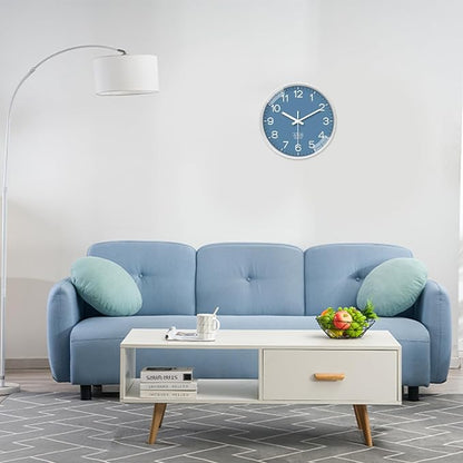 XNM Blue Minimalist Wall Clocks Battery Operated 8 Inch Classic Analog Clock - Image 2
