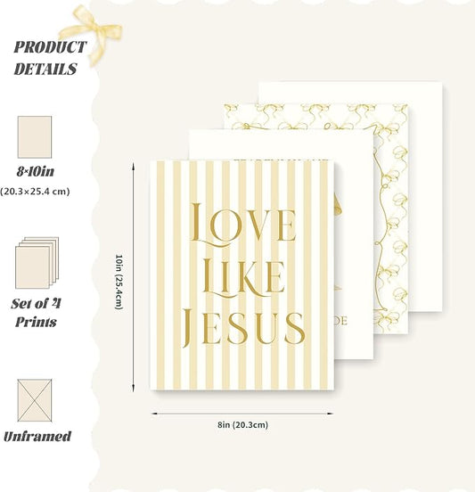 LARTSFRO Coquette Yellow Bow Jesus Wall Art Decor Posters, Butter Yellow Bow - Image 2