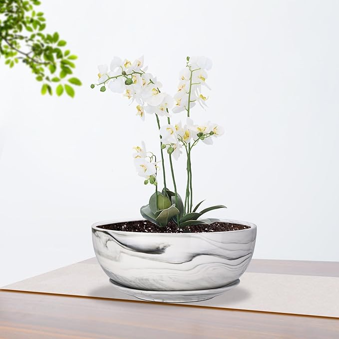 G EPGardening 10Inch Large Planter Pot Marble Pattern Ceramic Succulent Planter Big Plant Pot Succulents Container Flower Pot Indoor Outdoor Decor