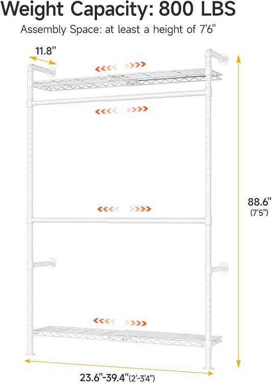 ONBRILL H1 Plus Expandable Wall Mounted Closet System, 2FT-3.3FT Closet - Image 2
