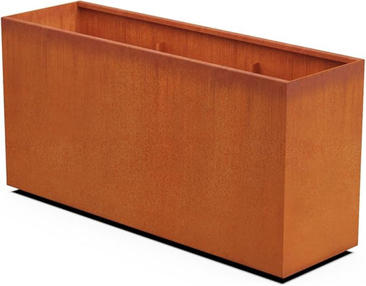 Corten Steel Planter Rectangle Outdoor Metal Garden Box Heavy Duty | Made in USA | Fully Assembled