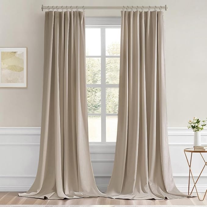 MIULEE Taupe Back Tab Blackout Curtains 120 Inch Long 2 Panels Set - Image 9
